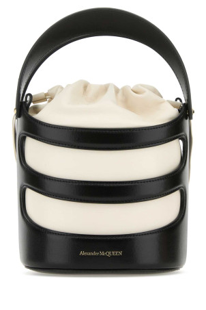 Two-tone leather The Rise bucket bag Black ALEXANDER MCQUEEN (7871261VPHG)