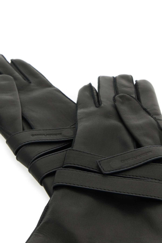 Black leather gloves Black SAINT LAURENT (7928033YP86)