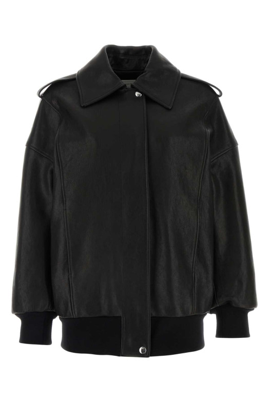 Black leather oversize jacket Black ALEXANDER MCQUEEN (799506Q5AIZ)