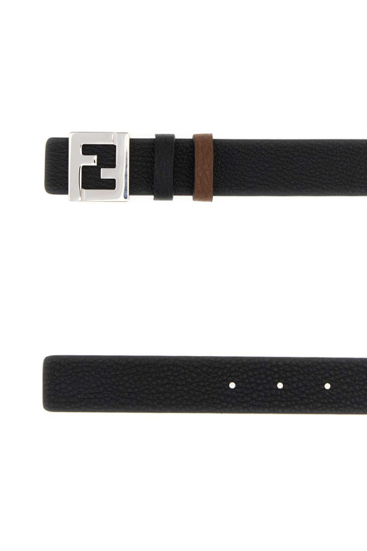 Black leather reversible belt FENDI (7C0565B12L)