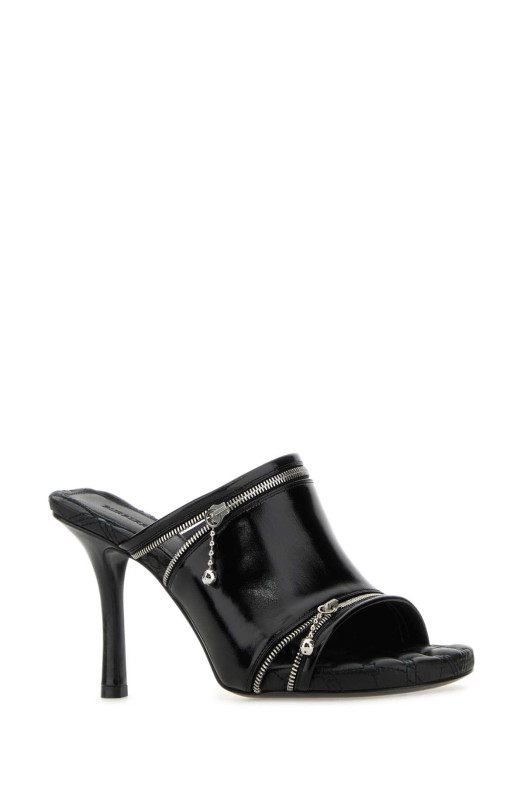 Black leather Peep mules Black BURBERRY (8080259)
