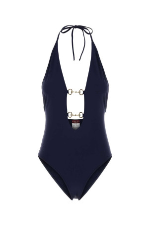 Navy blue stretch nylon swimsuit GUCCI (853149XHAK9)