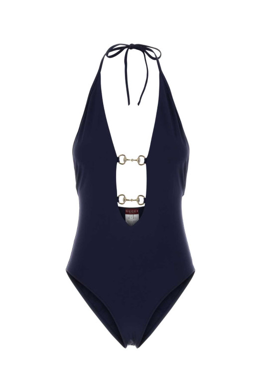 Navy blue stretch nylon swimsuit GUCCI (853149XHAK9)