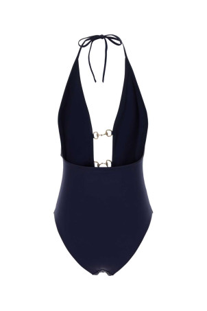 Navy blue stretch nylon swimsuit GUCCI (853149XHAK9)