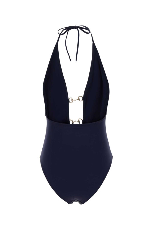 Navy blue stretch nylon swimsuit GUCCI (853149XHAK9)