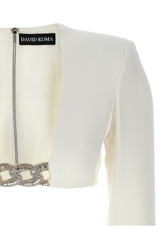 Топ «3D-кришталевий ланцюжок і квадратний виріз» білий (PF23DK11TWHITESILVER) Топ «3D-кришталевий ланцюжок і квадратний виріз» білий (PF23DK11TWHITESILVER)