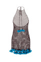 Двухцветное мини-платье, связанное крючком, ALAIA (AA9R3150K221D)