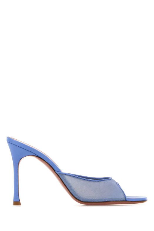Cerulean blue mesh Alexa mules BLUE AMINA MUADDI (ALEXAMESHSLIPPER95)
