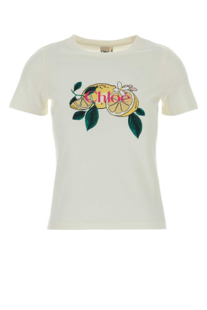 White cotton t-shirt Beige CHLOE (CH26AJH08981)