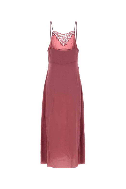Dark pink crepe long dress CHLOE (CH26UR137005)