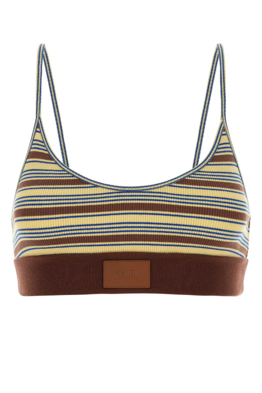 Embroidered stretch cotton crop-top FENDI (FS9795AW88)