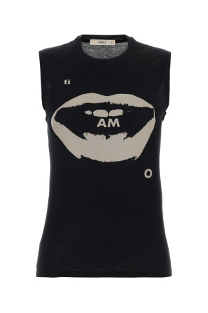 Black cotton tank top Black FENDI (FS9806AV06)