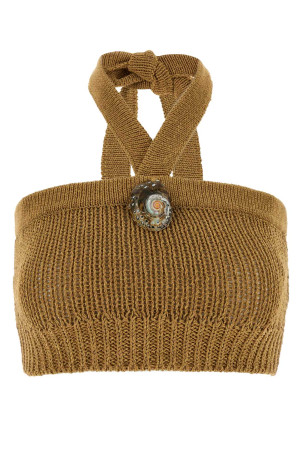Gold knit Island Memories top Brown ALANUI (LWHT00AR26KNI0017676)