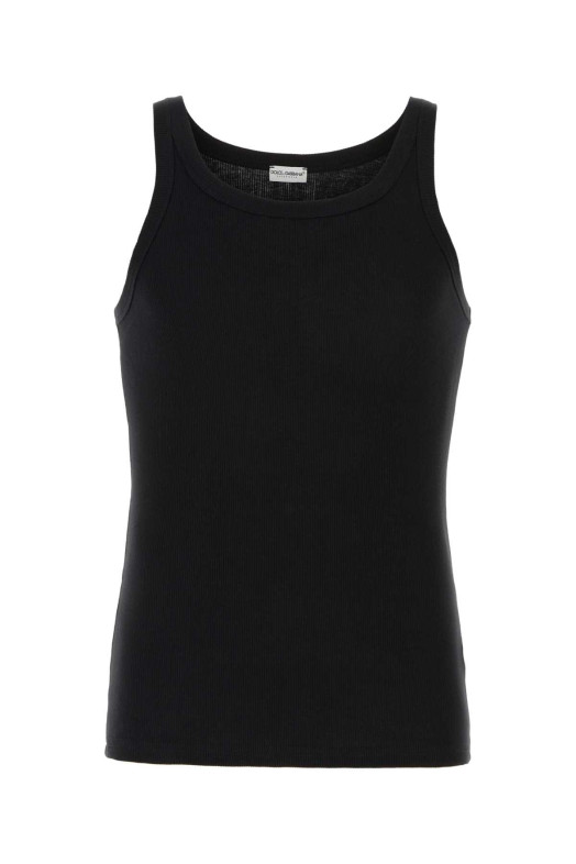 Black cotton Marcello tank top Black DOLCE & GABBANA (M8C19JONN96)