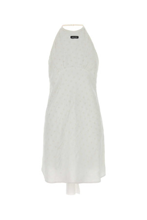 White viscose blend mini dress Black MIU MIU (MF6541SOOO6446)
