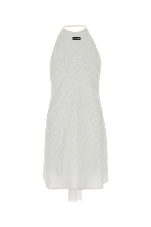 White viscose blend mini dress Black MIU MIU (MF6541SOOO6446)