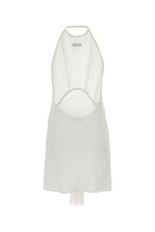 White viscose blend mini dress Black MIU MIU (MF6541SOOO6446)