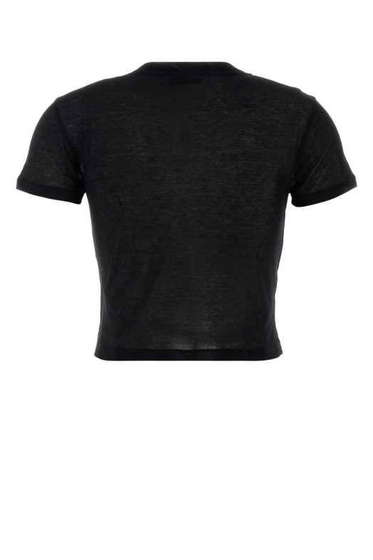 Black cotton t-shirt Black MIU MIU (MJN466SOOO133O)