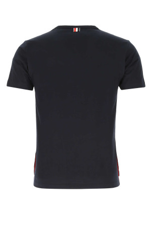 Midnight blue cotton t-shirt Black THOM BROWNE (MJS010A01454)