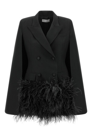 'Tuxedo' feather cape Black