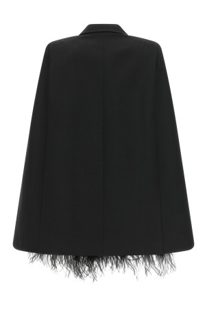 'Tuxedo' feather cape Black