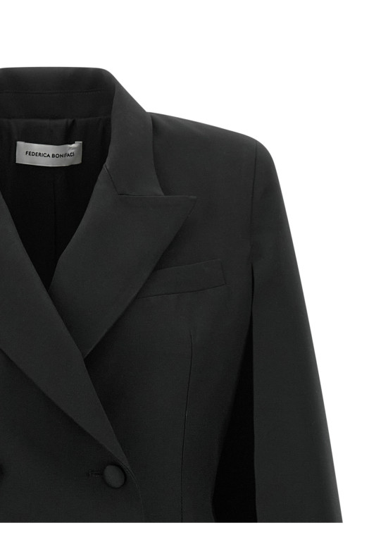 'Tuxedo' feather cape Black
