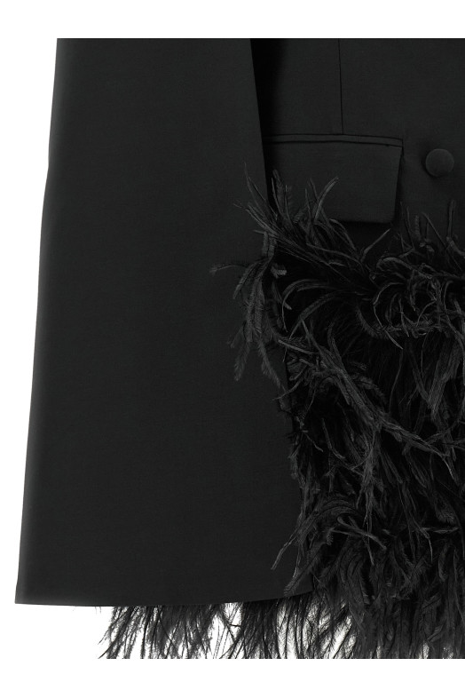'Tuxedo' feather cape Black