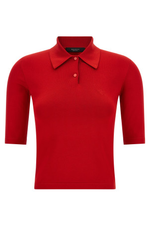 Red silk knit polo shirt Red