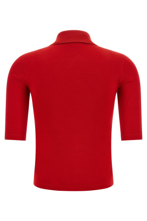 Red silk knit polo shirt Red
