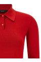 Red silk knit polo shirt Red
