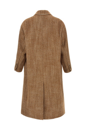 Кожух коричневого кольору з візерунком «ялинка» AMI PARIS HCO458WV0214A255
