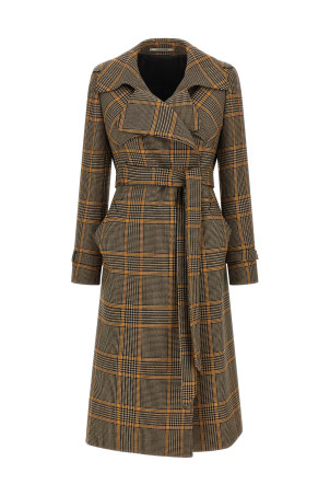 'Carola' check coat Brown