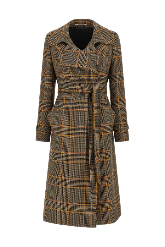 'Carola' check coat Brown