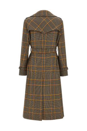 'Carola' check coat Brown