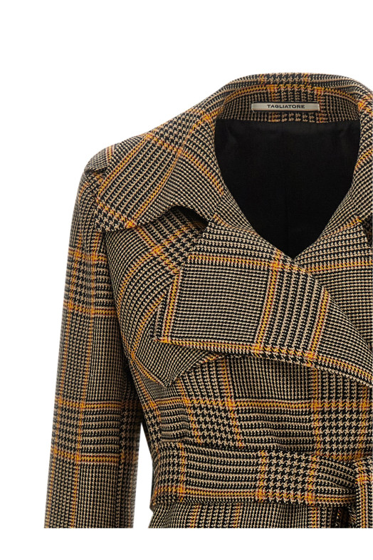 'Carola' check coat Brown