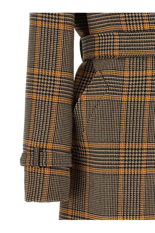 'Carola' check coat Brown