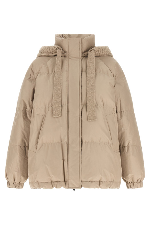 Бежевая пуховик из тафты Бежевый BRUNELLO CUCINELLI MH5253266C030