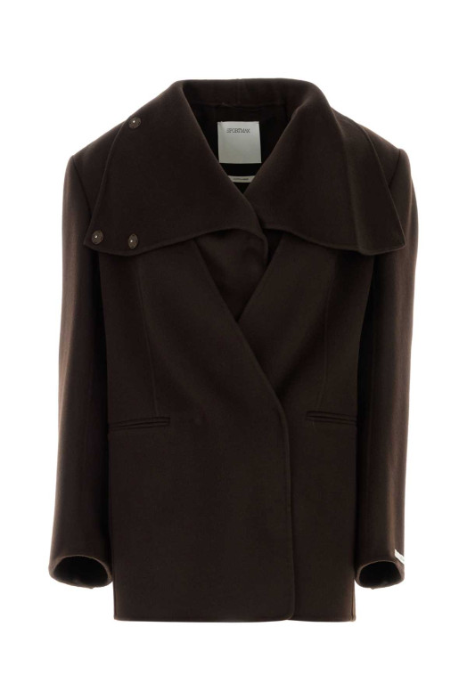 Темно-коричневое шерстяное пальто Manna от SPORTMAX (2622046013600)
