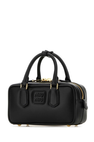 Black leather Arcadie handbag Black MIU MIU (5BB142VOONACR3)