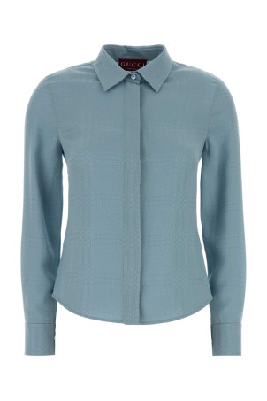 Light-blue silk shirt GUCCI (858623ZAT90)
