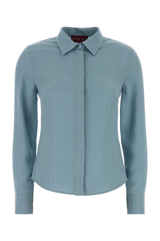 Light-blue silk shirt GUCCI (858623ZAT90)