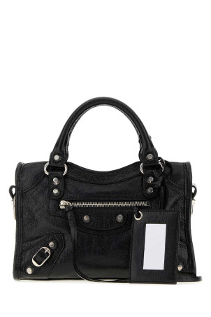 Black leather mini Le City handbag Black BALENCIAGA (8657632ACLR)