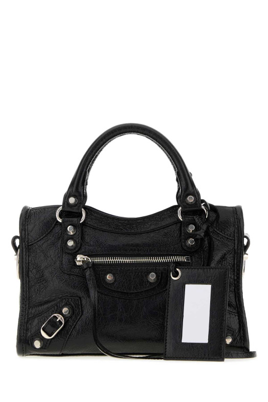 Black leather mini Le City handbag Black BALENCIAGA (8657632ACLR)