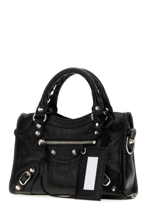 Black leather mini Le City handbag Black BALENCIAGA (8657632ACLR)
