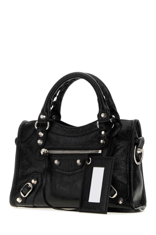 Black leather mini Le City handbag Black BALENCIAGA (8657632ACLR)