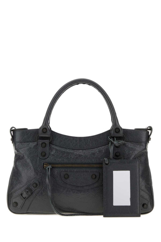 Темно-серая кожаная сумка Le City First от BALENCIAGA (8669582ACFH)