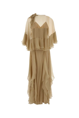 Beige silk long dress ALBERTA FERRETTI (A04146615)