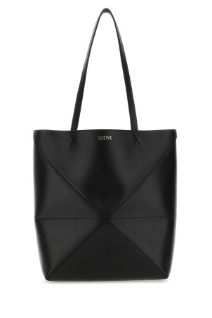 Black leather medium Puzzle Fold shopping bag Black LOEWE (A657G50X01)