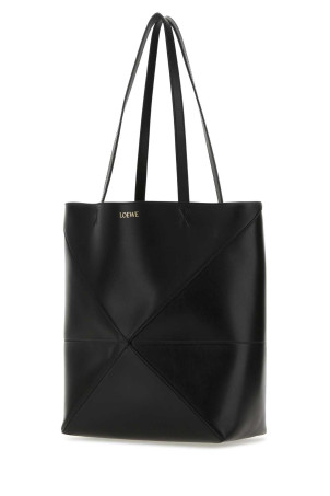 Black leather medium Puzzle Fold shopping bag Black LOEWE (A657G50X01)