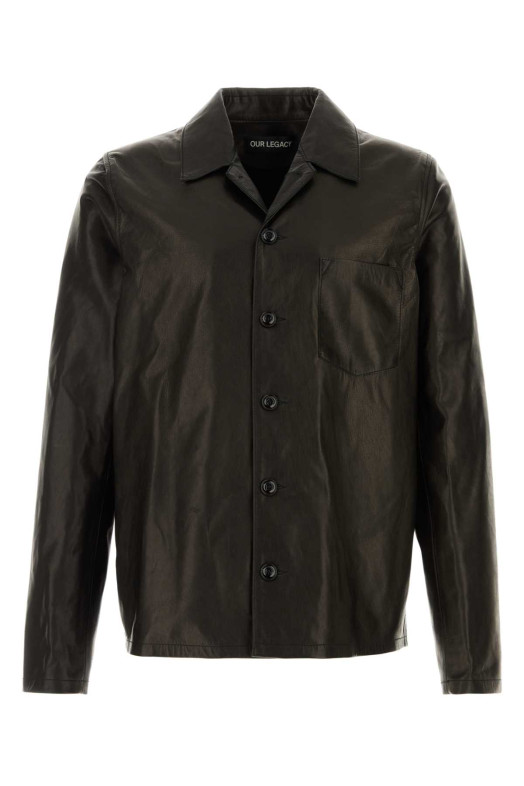 Dark brown leather overshirt OUR LEGACY (M4269PVO)